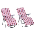 thumbnail image 1 of Outsunny Ensemble de 2 Chaises Longues de Jardin, Fauteuils Inclinables d'Extérieur, Gris et Rouge, 1 of 10
