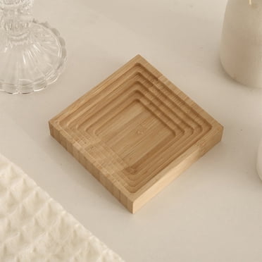 Fridja 3.9 Inch Wood Serving Tray, Wooden Tray for Ottoman, Breakfast in Bed, Dinner, Coffee Table, Decorative Square Tray for Living Room Bedroom Entryway and Kitchen, Beige
