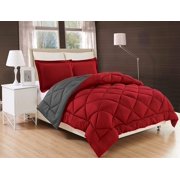 Mocassi Duvet Inserted Reversible 3pc Comforter Set with Shams King/Cal King, Red/Gray
