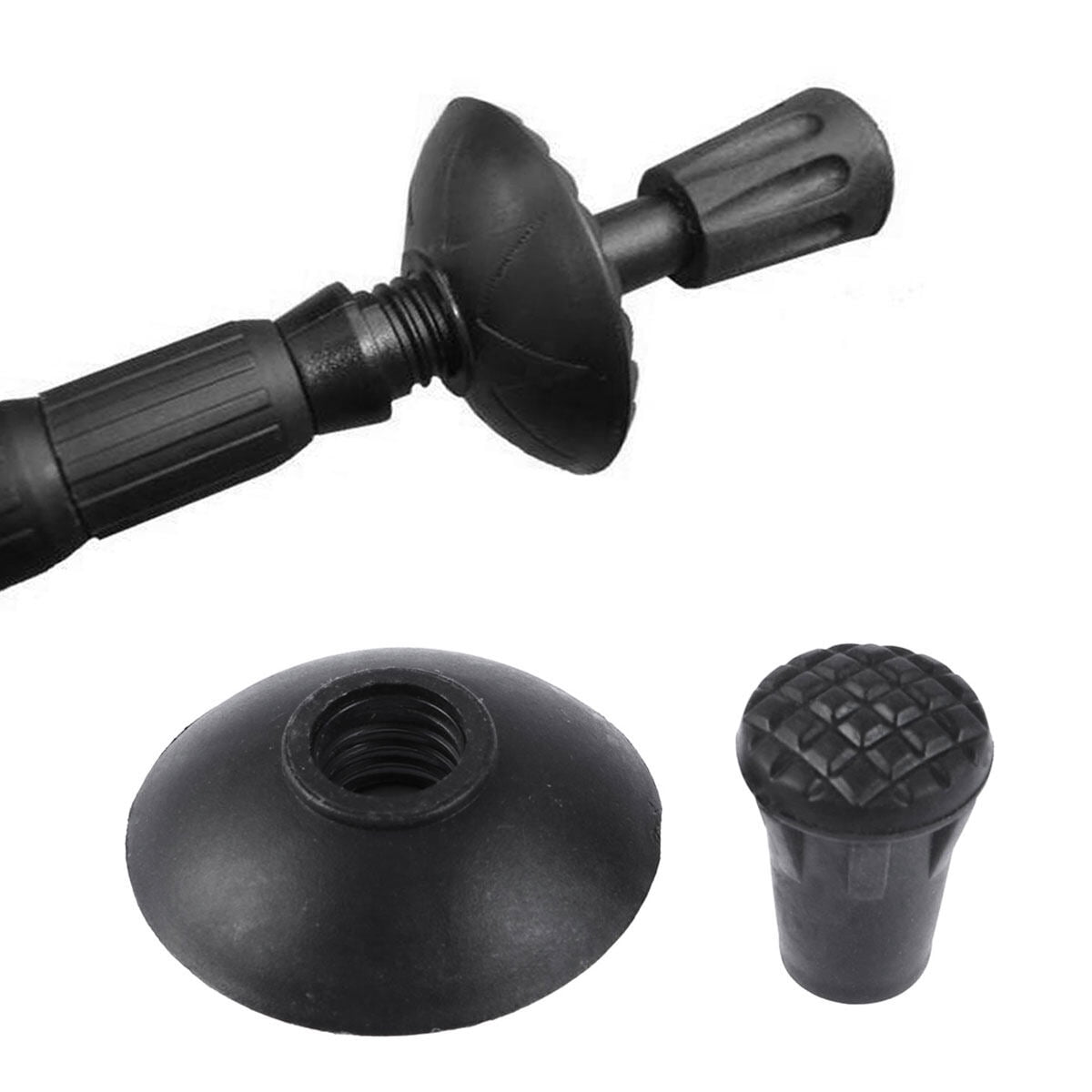 BRIGHTFUFU 8Set Walking Cane Tips Black Plastic Round for Hiking Outdoor Activities