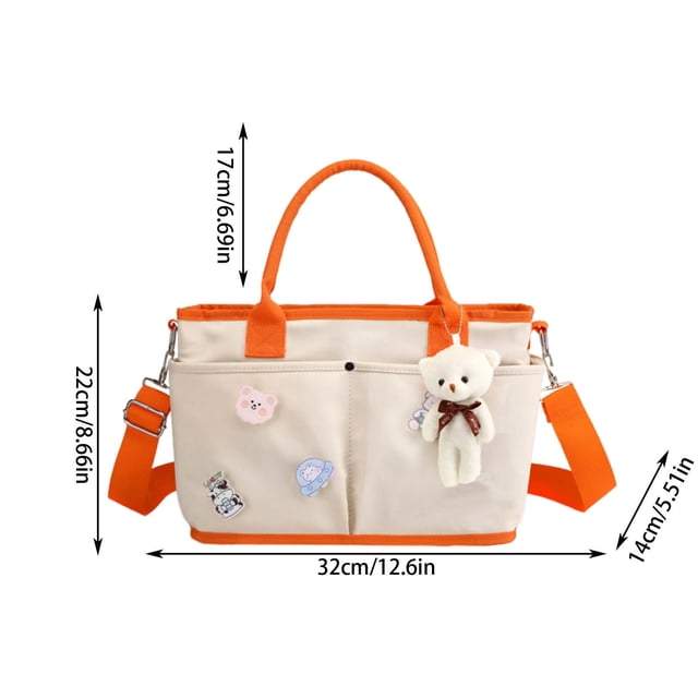 Diaper Bag Backpack Diaper Bag for Infant Large Capacity Pockets Wrap Straps for Stroller Pendant Bear Brooch Infant Bottle Diaper Postpartum Infant Pack Baby Diaper Bag