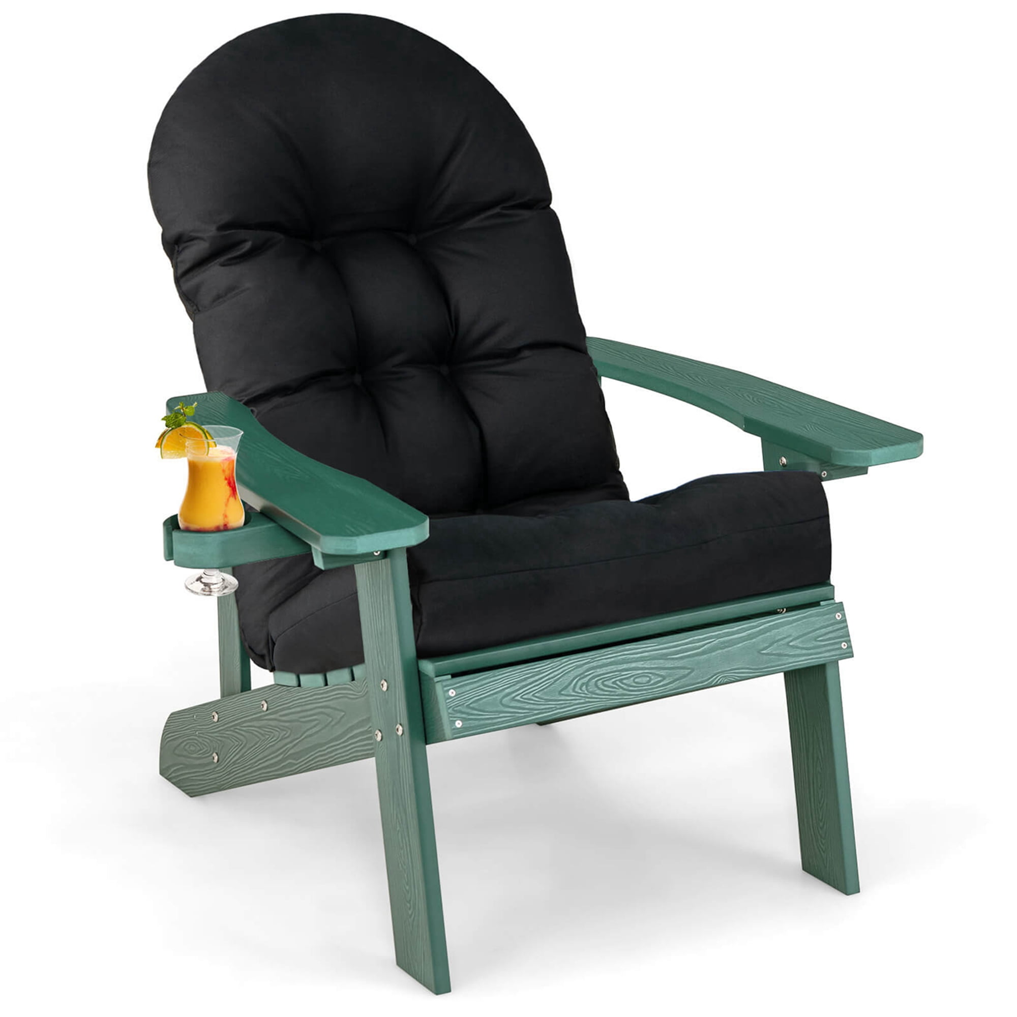 Costway Chaise Adirondack Hanches Chaise Adirondack avec Porte-Gobelet et Coussin Vert