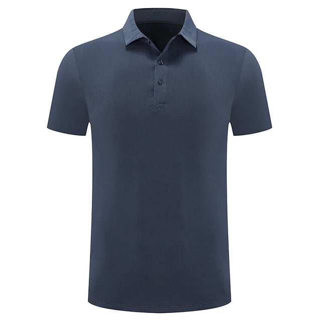 Men's Quick-Dry Golf Shirt for Outdoor & Gym - Solid Color Moisture-Wicking Short Sleeve Button-Up Activewear