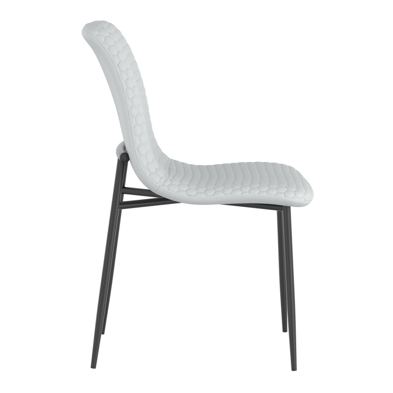 Chaise contemporaine de salle à manger en similicuir et en métal, ensemble de 2 – gris pâle et noir