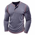 thumbnail image 4 of RXIRUCGD Chemise Décontractée pour Homme à Couleur Unie, Boutonnée, Col Rond, Manches Longues, Bleu Foncé, Taille : TG, 4 of 9