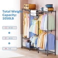 thumbnail image 3 of M MZG Wire Garment Rack Heavy Duty Clothes Rack Clothes Wardrobe Compact Extra Large Armoire Storage Rack Metal Clothing Rack, Black, 15.7" D x 70.8" W x 76.5" H, 3 of 5