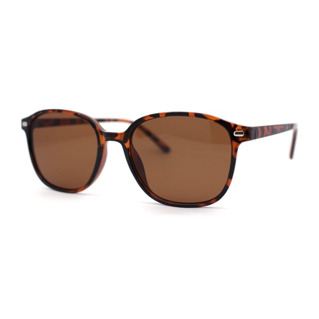 Elegant Thin Plastic Rounded Rectangle Gentlemens Sunglasses Tortoise Brown
