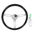 thumbnail image 2 of Steering Wheel, 380mm 15" Classic Nostalgia Style Wood Grain Steering Wheel, Slotted 3 Spoke Steering Wheel Riveted, 6 Bolts Walnut Wood Grip, Universal Auto Replacement Parts, 2 of 7