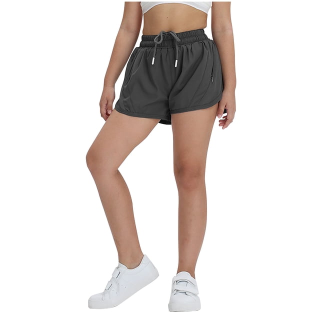 VSSSJ Kids Athletic Shorts Drawstring Waist Zipper Pocket Breathable Quick-Drying Summer Running Active Shorts Black 90