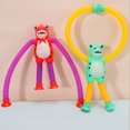 thumbnail image 4 of Cartoon Stretch Tube Toy with Suction Cups LED Glowing Colorful Frog Pipe Creative Stress Relief Fidget Toy Parent-child Interaction Telescopic Fidget Pipe Stimulating Sensory Toy for Kids & Teens, 4 of 7