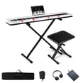 thumbnail image 1 of Costway 88-Key Electric Piano Keyboard with Adjustable Stand Stool, Light-up Keys & Buttons White, 1 of 10
