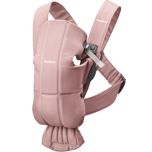 Porte-bébé BabyBjorn Mini en Tissu Tissé Rose Poussiéreux, Doté d'Un design compact et Doux avec Bretelles Ajustables et Soutien Ergonomique pour Nouveau-Nés. Idéal pour le Portage à l'Avant pour Offrir Proximité et Confort aux Très Jeunes Bébés.