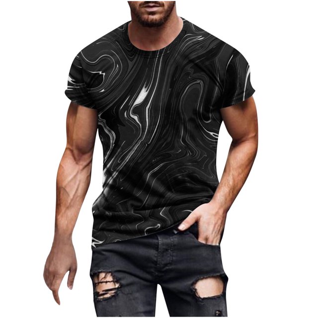 Birdeem Chemises pour Hommes Mode Hommes Confortables Imprimés Manches Courtes Col Rond Blouses Chemises