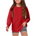 thumbnail image 1 of MeetoTime Chemises à Manches Longues Ajourées pour Filles de 4 à 16 Ans, Blouse Unie à Col Rond avec Poignets à Volants, 1 of 7