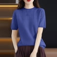 thumbnail image 2 of KIHOUT Nouveaux Hauts de Mode d'Été pour Femmes 2024, Veste de Déplacement pour Dames à Col Rond, Manches Courtes, Couleur Unie, Sans Capuche, Bleu, TG, 2 of 3