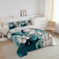 thumbnail image 3 of Erosebridal Ensembles de Couette Bleue Colibri Format Grand, Couettes et Duvets à Fleurs, Noir Réversible, 3 Pcs, 3 of 7