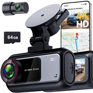 Pemacom Cam de camion Dash Easy-Steup: Caméra double 4K Avant et 2K Arrière avec vision nocturne GPS WiFi Plaques d'immatriculation des camions de collecte des captures claires - 72H Parc