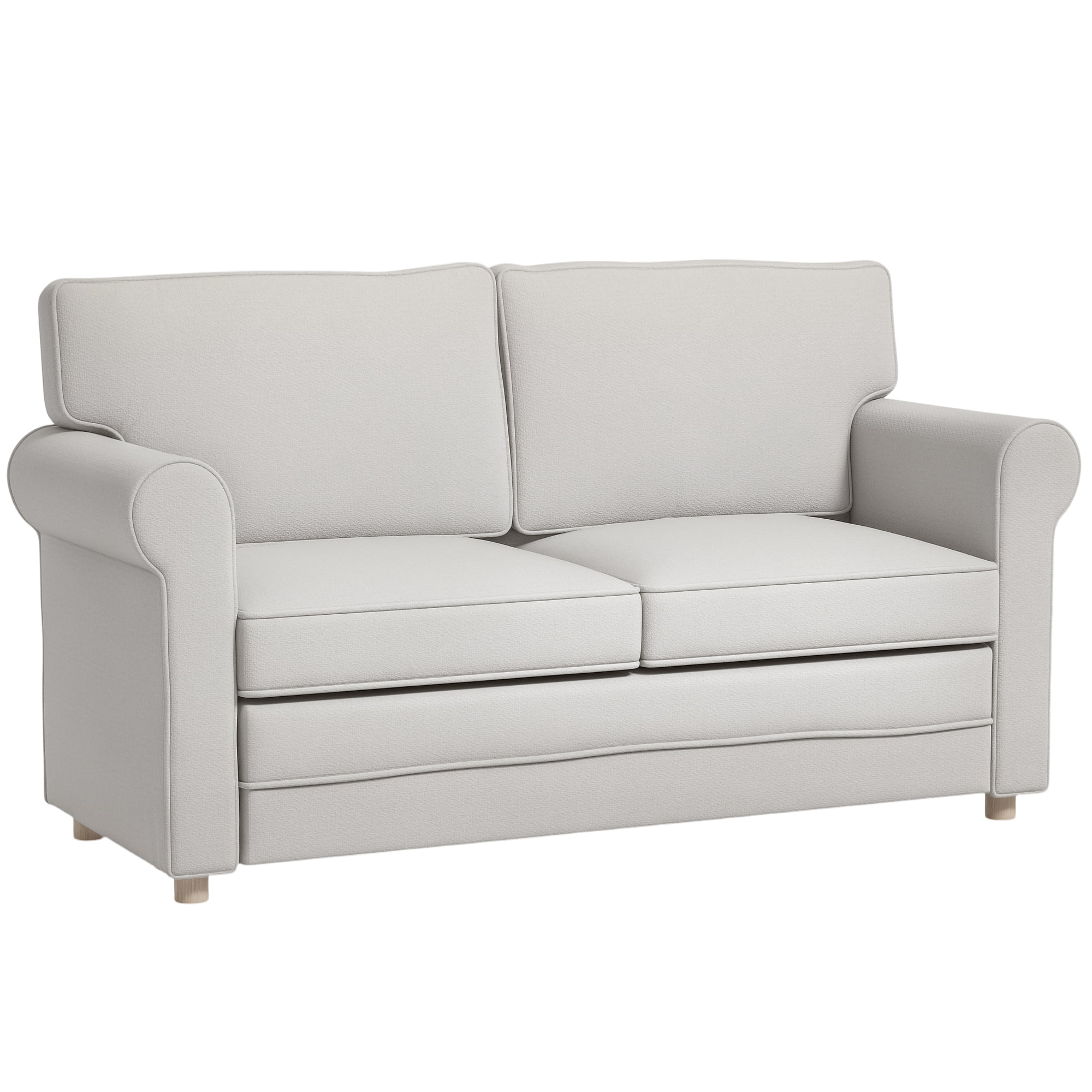 HOMCOM 59" Loveseat Sofa for Bedroom, 2-Seater Couch, Light Grey