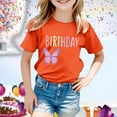 thumbnail image 2 of PMVFHDE Hauts de Bain pour Fille T-Shirt Fille d'Anniversaire à Manches Courtes T-Shirt d'Été à Col Rond Coupe Décontractée Chandails de Base Orange, 10-11 Ans, 2 of 4