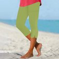 thumbnail image 2 of Penkiiy Pantalon Capri à Enfiler Extensible Taille Haute pour Femme, Mode / Décontracté, Vert, TG, 2 of 6
