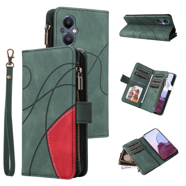 Compatible with OnePlus Nord N20 5G Wallet Case with Card Slots PU Leather Zipper Flip Folio Cover