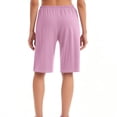 thumbnail image 3 of Plebaso Knee Length Shorts for Women Drawstring Lounge Long Shorts Summer Athletic Shorts with Pockets, 3 of 4