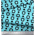 thumbnail image 2 of Soimoi Blue Poly Georgette Fabric Square Geometric Print Fabric by the Yard 52 Inch Wide, 2 of 3