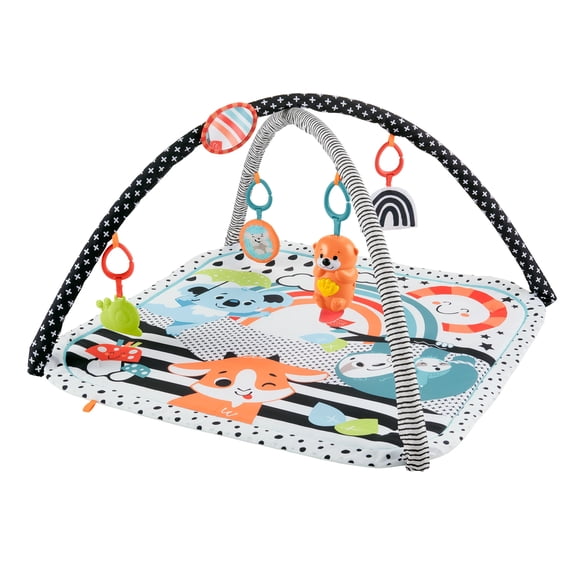 Tapis d’activités musicales 3 en 1 Fisher-Price, tapis de jeu avec lumières et jouets sensoriels pour nouveau-né