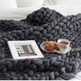 thumbnail image 1 of Thick Crochet Chunky Cable Knit Blanket Beautiful Handmade Cover Yarn Wool Bulky Bed Spread Throw For Home Decor, 1 of 7