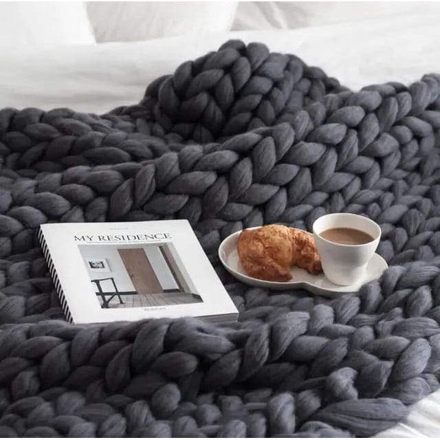 Thick Crochet Chunky Cable Knit Blanket Beautiful Handmade Cover Yarn Wool Bulky Bed Spread Throw For Home Decor