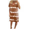thumbnail image 1 of TJAZFJPA Robes de Soirée Mode Été Décontractée Grande Taille Ample et Confortable Col en V Rayé Imprimé Sans Manches Robe Bleue Robe de Plage Été pour Femmes, 1 of 5