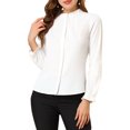 thumbnail image 1 of INSPIRE CHIC Blouse Haut à Col Montant à Volants Boutonné à Manches Longues pour Femme P Blanc, 1 of 8