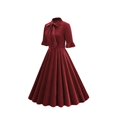 thumbnail image 2 of cfhntfmh Robes de Cocktail pour Femmes Vintage à Volants Manches 3/4 Robe Midi Élégante Nœud devant Invitée de Mariage Fête Bal Robe, 2 of 7