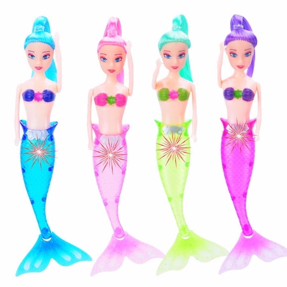 Sylvamorning Waterproof LED Light Swimming Mermaid Doll Kid Girls Toy Bath Spa Swimming Pool Color Random