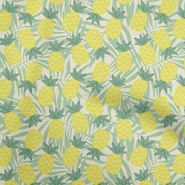 oneOone Coton Flex Vert Tissu Tropical Ananas avec Feuille Robe Tissu Tissu Imprimé par la Cour 40 Pouces de Large