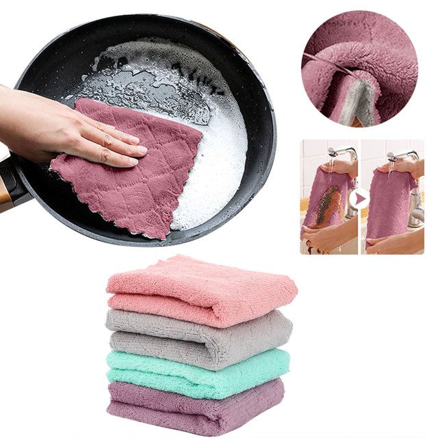 Oleegame 1PC Ten Dollar Items Absorbent Corals Dish Rag Wipe Wiping Towel Sink Cloth Home Kitchen Clean Cleaning Supplies