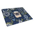 thumbnail image 1 of Carolines Treasures BB5113LCB Blue Flowers Fawn Pug Glass Cutting Board - Large, 1 of 2