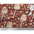thumbnail image 3 of Soimoi Red Velvet Fabric Treehouse & Freesia Floral Print Print Fabric by the Yard 60 Inch Wide, 3 of 5