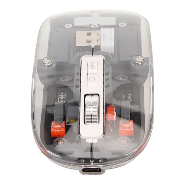 BT Mouse, Transparent RGB Dual Mode Gaming Mouse, 800/1200/1600/2400 DPI, Rechargeable Computer Mice, for PC Laptop