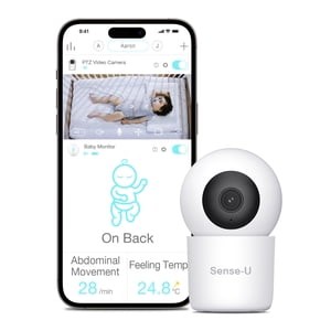 Sense-U Smart 2.5K Video Baby Monitor, Pan/Tilt, Person/Baby Crying/Motion Detection, 2-Way Talk, Night Vision, Background Audio, No Monthly Fee (Compatible with Smart Baby Monitor)