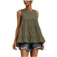 thumbnail image 1 of Birdeem Womens Round Neck Sleeveless Multi-Section Splice Loose Casual Large Swing Tank Top, 1 of 9