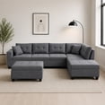 thumbnail image 2 of Cosmic Homes Haven Sectional Sofa RHF with Storage Ottoman, Pull-Out Tray & Cup Holder, Grey Couch Set for Living Room, Modular L-Shaped Sofa, 2 of 9