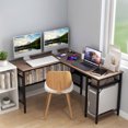 thumbnail image 2 of Patiojoy L Shaped Desk with Charging Station 55" Reversible Corner Computer Desk with Mesh Storage Shelves CPU Stand 2 Person Gaming Desk, 2 of 10
