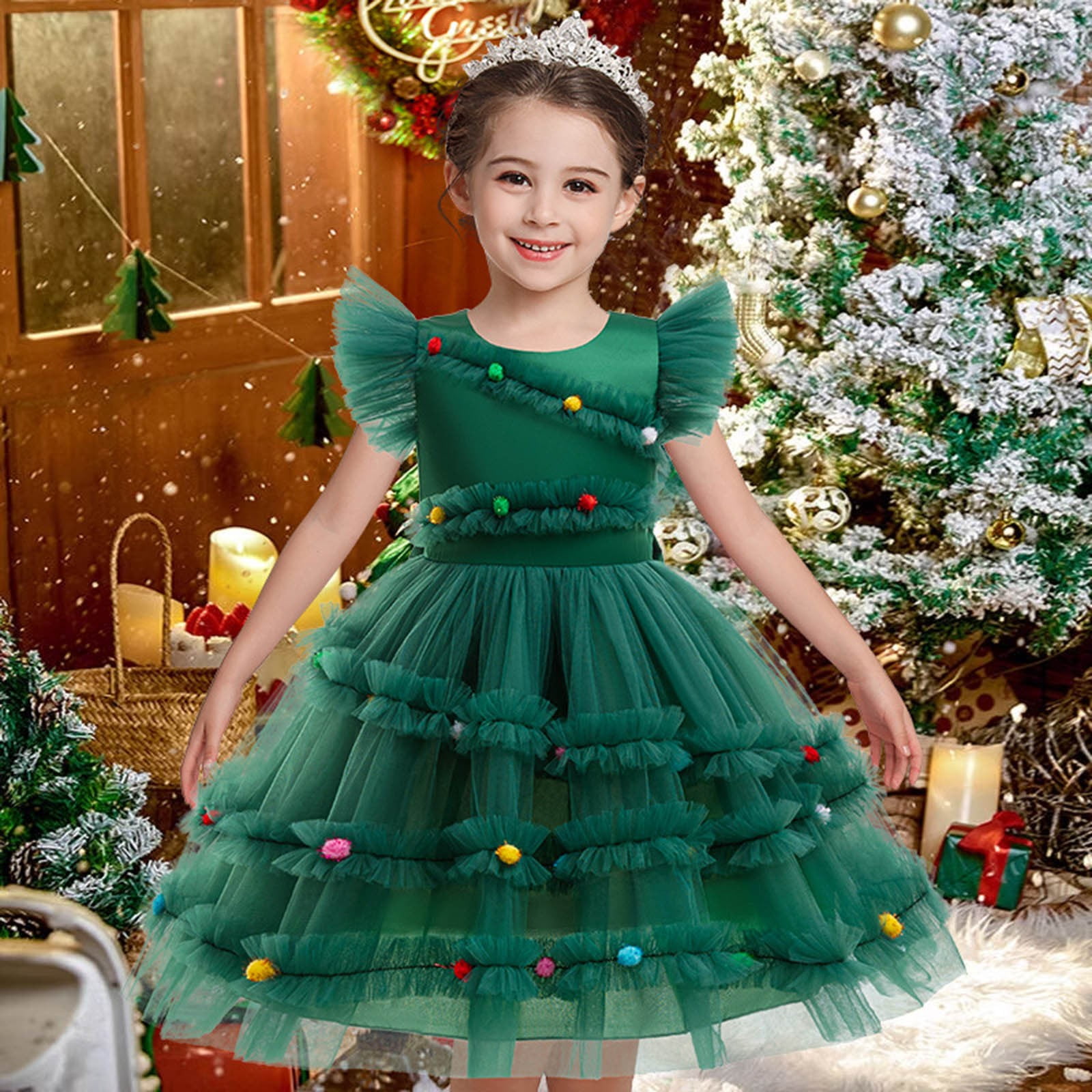 dresses for christmas dance Girls Sleeveless Sequins Tutu Dress Christmas Dance Costume Figure Skating Dress