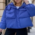 thumbnail image 2 of Solid Color Long Sleeve Puffer Coat with Hood and 2 Pockets for Women, 2 of 4