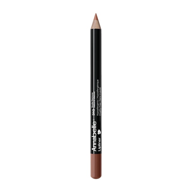 Annabelle Crayon Contour des Lèvres, 310 Nude Dure, un Crayon Contour des Lèvres Noir avec une Pointe Nude beige Aiguisée et une base Assortie, avec Marque Imprimée Blanche, Hypoallergénique et Sans Cruauté, Conçu pour une Définition Précise des Lèvres et une Finition Naturelle dans l'Application du Maquillage.