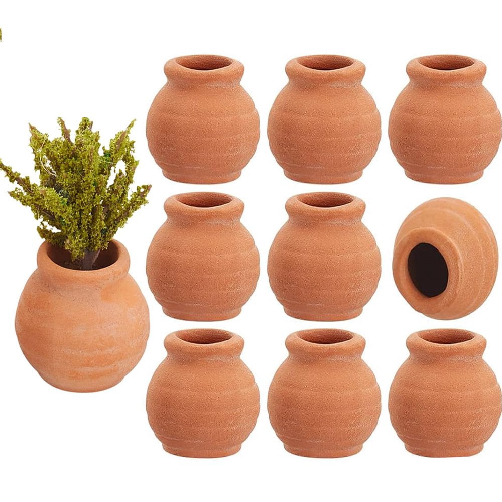 SUTENGDA 8 Pcs Small Mini Clay Pots  0.6 Inch Terracotta Pot Small Flower Pot for Crafts Doll House Flower Pots for DIY Garden Plants and Office Desktop Windowsill Decoration