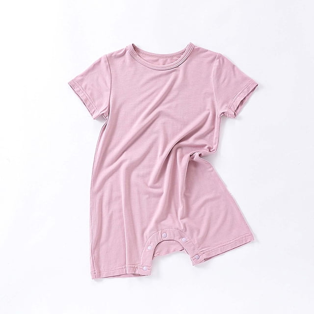 Combinaison pour Bébés Filles, Combinaison d'Été pour Enfants Garçons et Filles Bébé à Boutons Manches Courtes Col Rond Mignonne Unie Shorts Combinaisons
