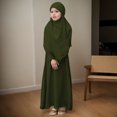 thumbnail image 2 of FhsagQ Dresses for Girls Girls Round Neck Ruffled Solid Color Dress with Pattern Flounce Girl Spring The 7th of July Dresses Size 7/8 Army Green 9-10Years, 2 of 4