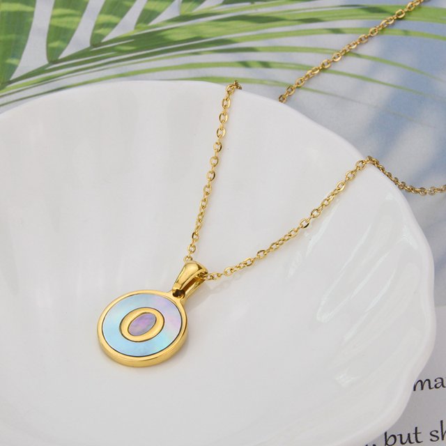 26 English Letters (A-Z) Necklace For Women Titanium Steel Stainless Steel Pendant Necklace Pearl Shell Oil Drop Necklace As Gift For Wife , Daughter, Friend